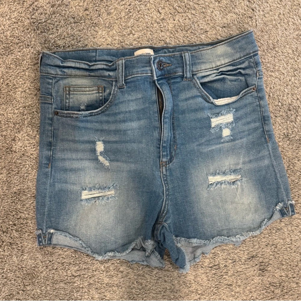 Sneak Peek Blue Distressed Jean Shorts